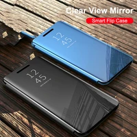 

OTAO Telefon Kilifi Mirror Flip Case Leather Case Phone Cases Clear View Cover For Samsung S10 S9 S8 Coque