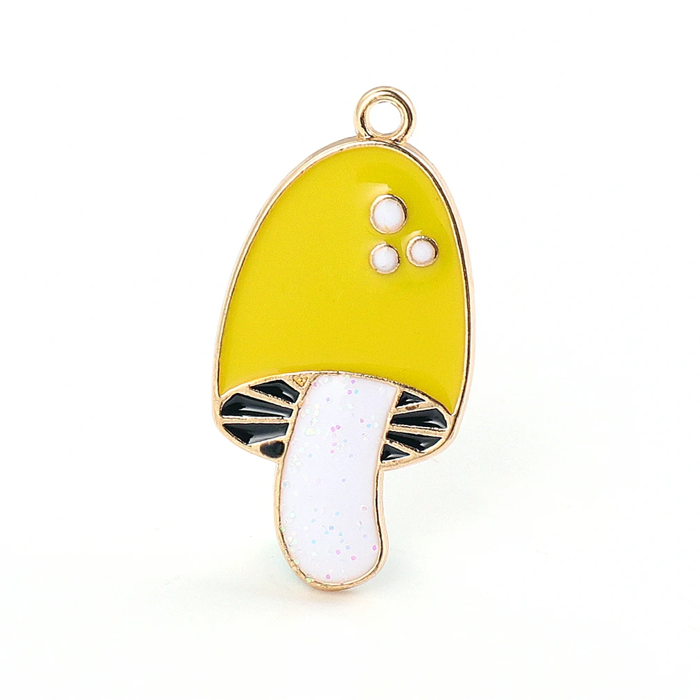 

Yellow Mushroom Oil Drop Alloy Pendant Gold Plated Women Necklace Charms with Multiple Options for woman Jewelry Making, As shown