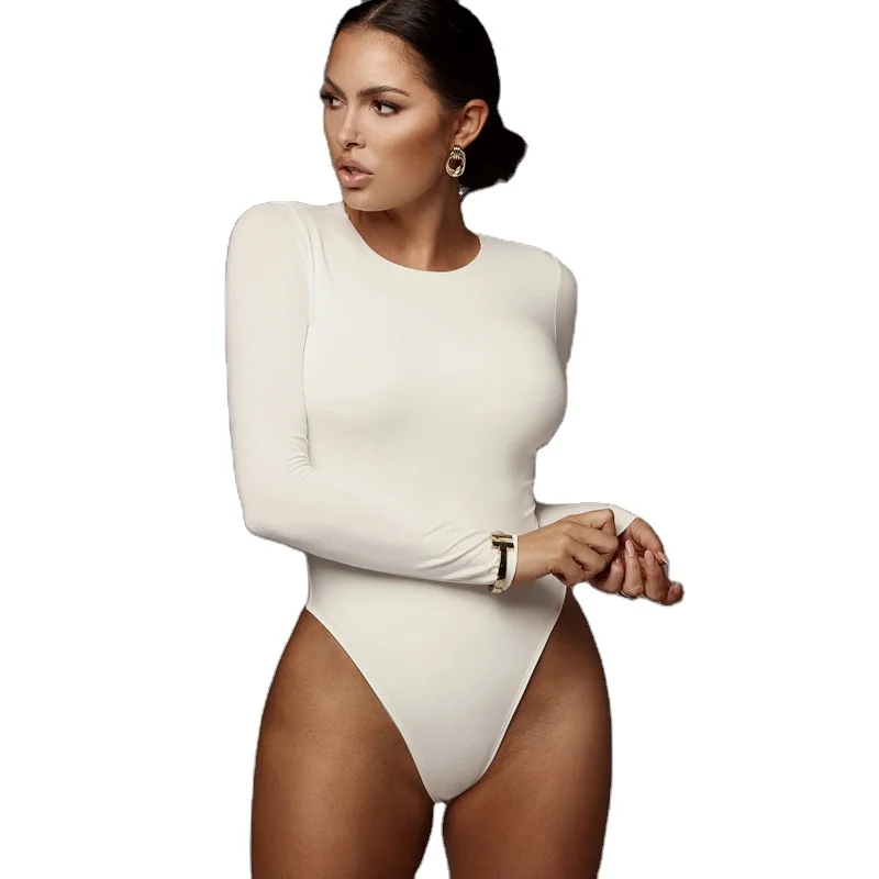 

shein European and American women's autumn and winter solid color slim long-sleeved bottoming bodysuit