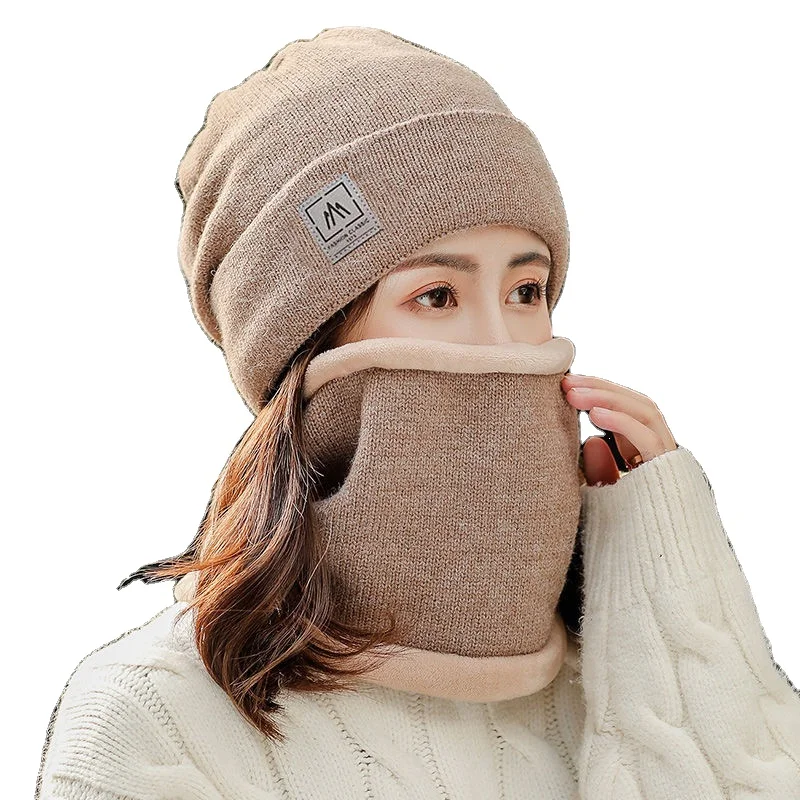 

Hat women's autumn and winter knitted hat ear protection wool cap warm trendy leisure winter cycling pullover riding cap