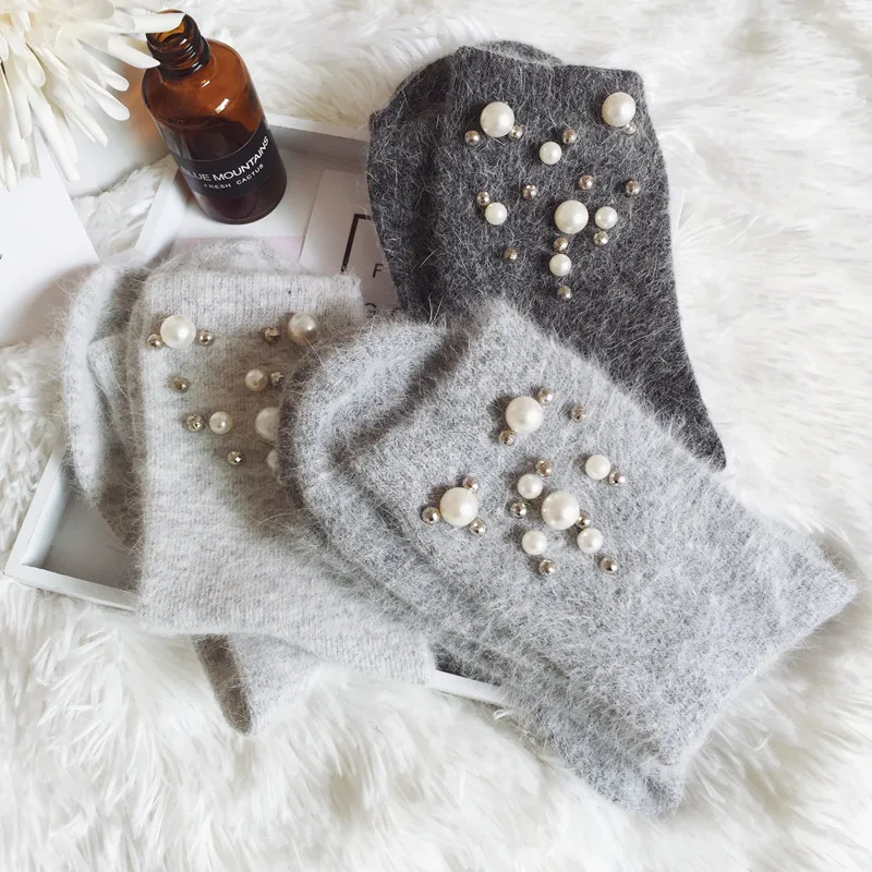 

Chinese factories 100% cashmere socks with pearl, Custom color