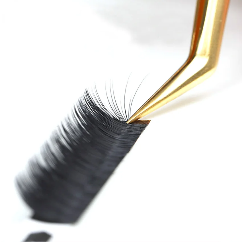 

russian volume eyelash extension self fanning lashes 05 handmade lash fans fast fanning label lashes, Natural black