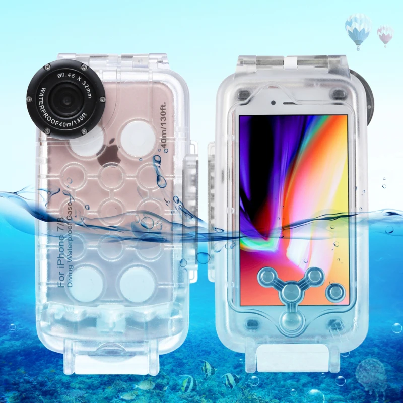 

Big Promotion Black Friday HAWEEL 40m/130ft Waterproof Diving Case Photo Video Taking Underwater Housing Cover for iPhone 7 & 8