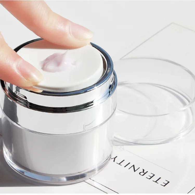 

New Luxury 15ml 30ml 50ml Press Airless Cosmetic Facial Packaging Plastic Acrylic Airless Pump Cream Jar