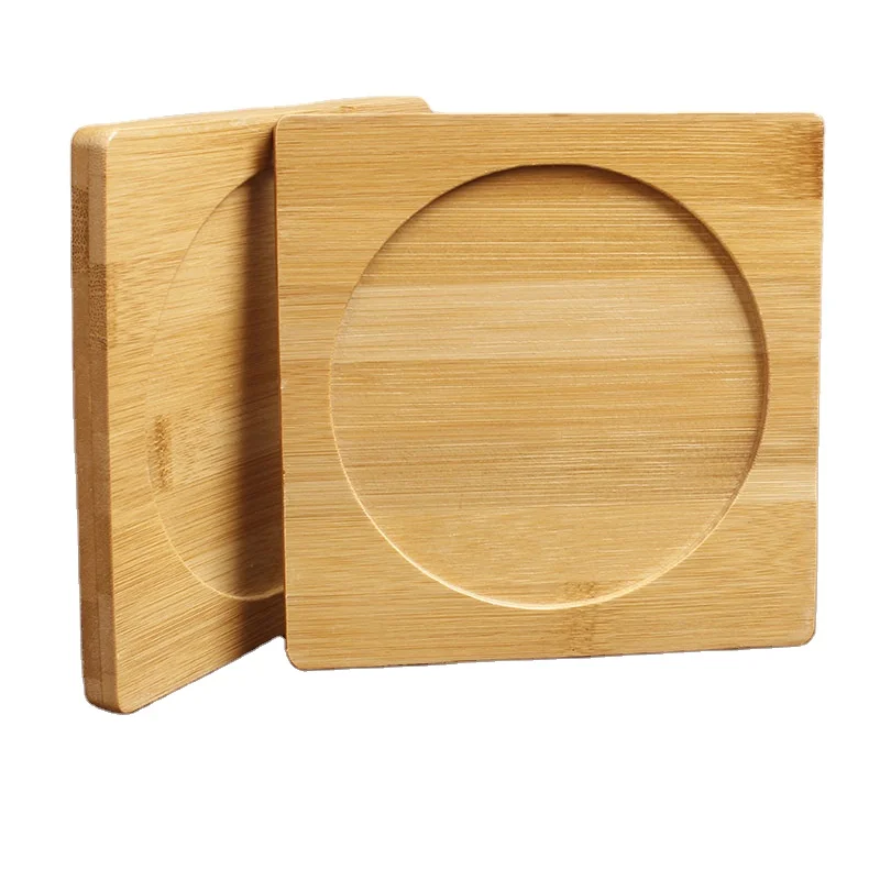 

Bamboo placemat Heat insulation pad Anti-scalding tea mat Square bamboo coaster Bowl mat, Wood color