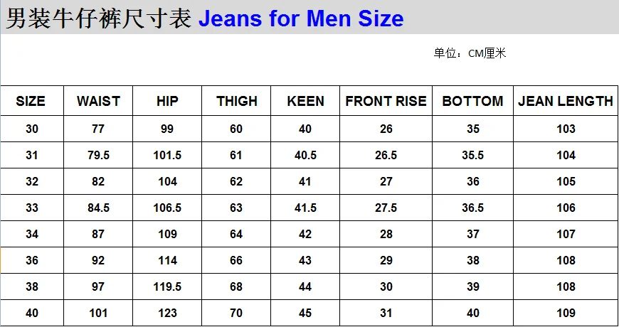Jeans of Men Size