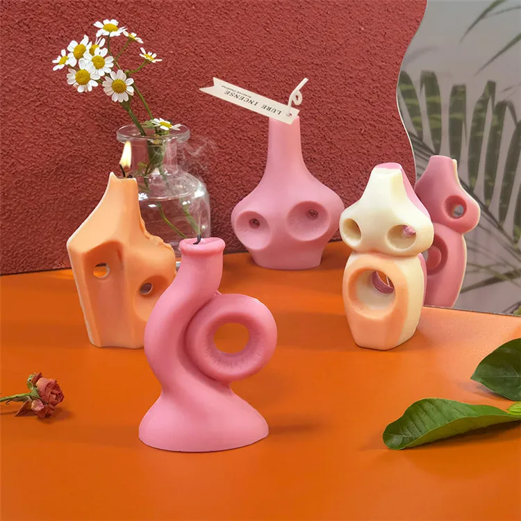 

Y2969 Handmade epoxy resin mold vase shaped silicone candle molds for home decoration, White