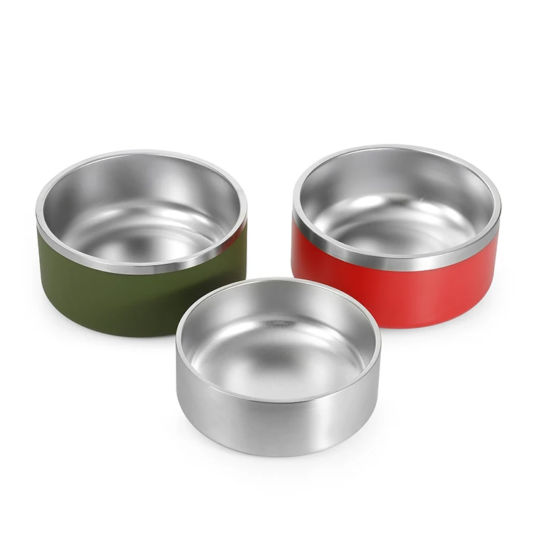 

Hot Selling Stainless Steel 32 oz 64oz Dog Bowl With Silicone Mat Insulated Dog Food bowl feeder