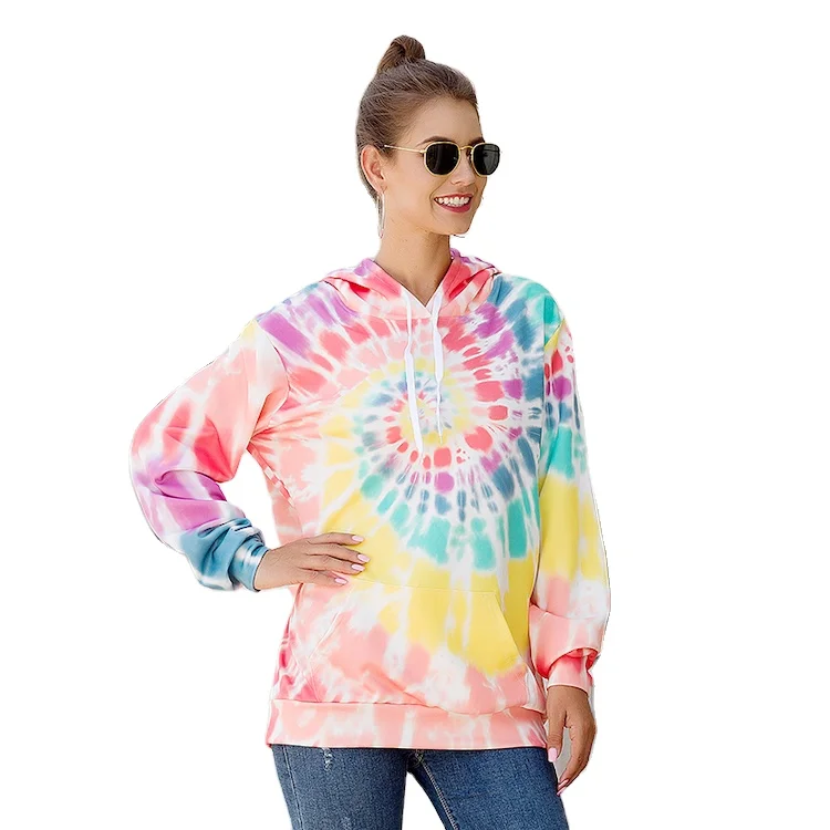 

High Elastic Long Sleeve Hoodies Plus Sizes White Tye Dye Hoodies and Sweatshirts for Women