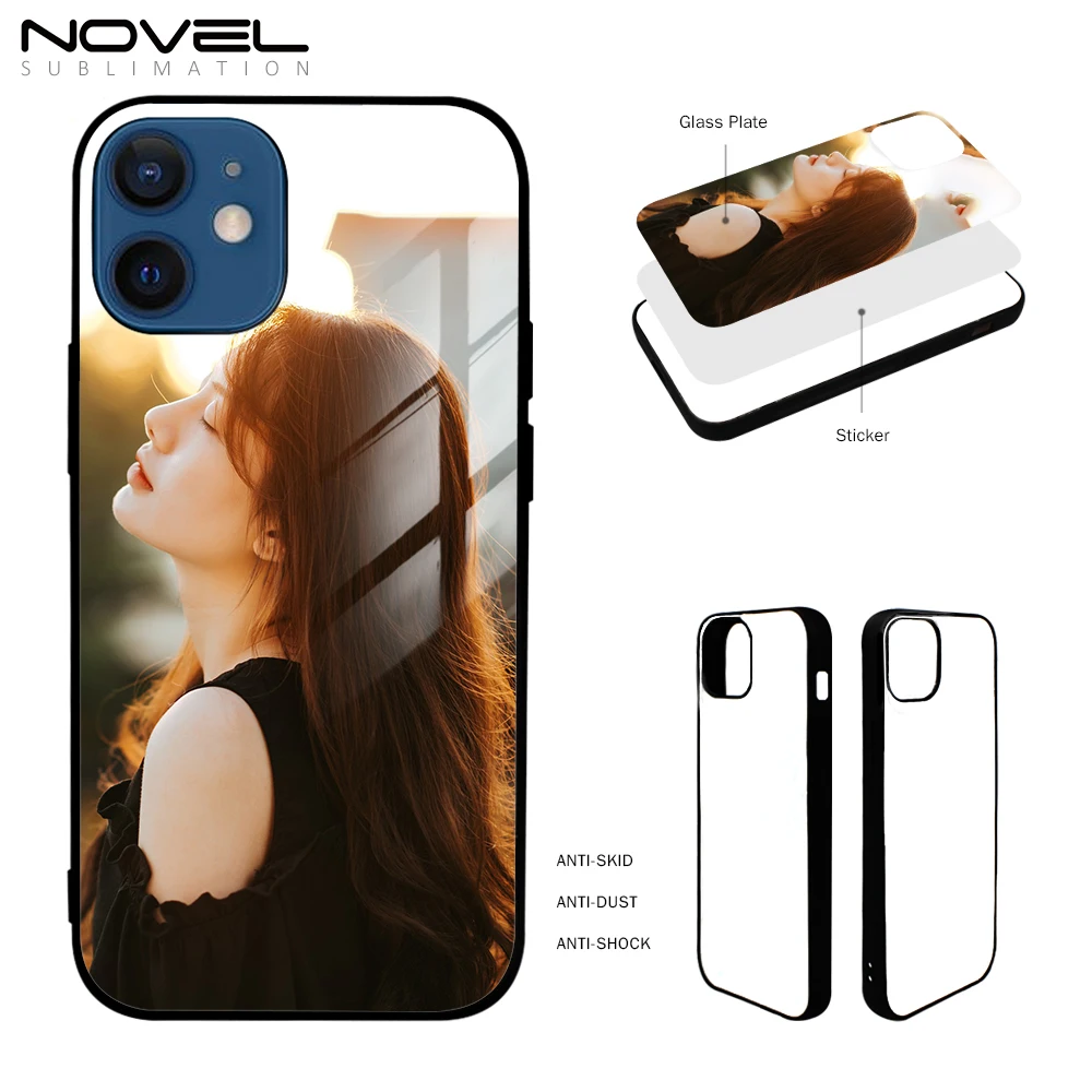 

Custom Blank 2d TPU Glass Sublimation Phone Cases For IPhone 12 mini, Black