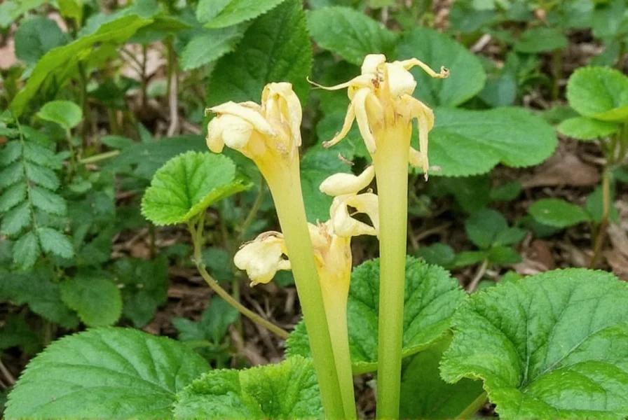 Wilder Ingwer, der natürlich in einem Waldgebiet mit Laubstreu wächst