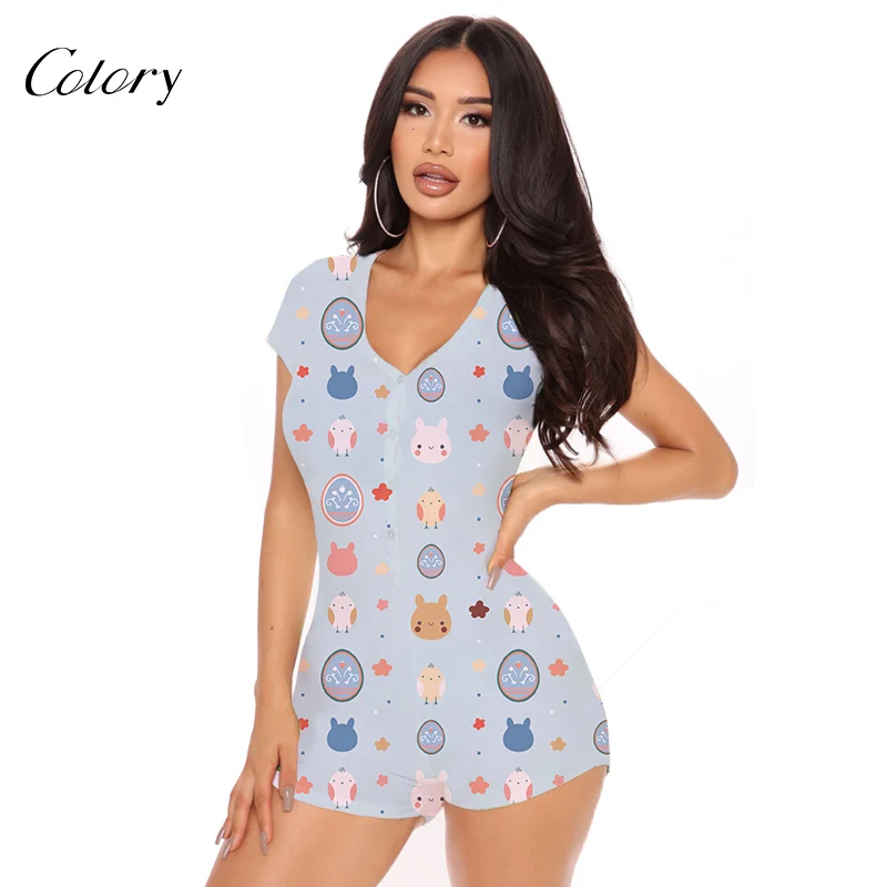 

Colory Short Pajama Set Plus Size Womens Girl Summer Clothes, Picture shows