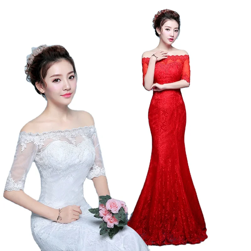 

Wholesale Mermaid bridal ball gowns boat neck ball gowns luxury lace mermaid wedding dress women bridal bress