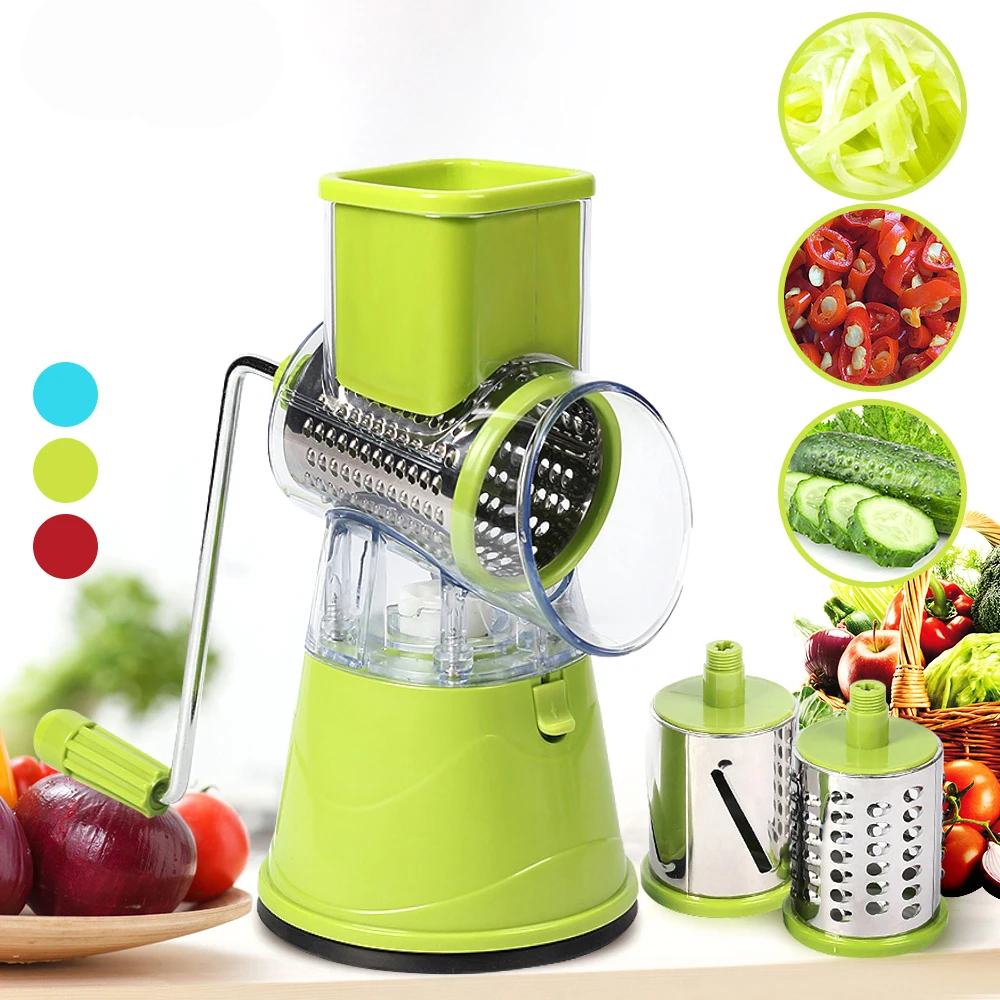 

Vegetable Cutter Round Slicer Potato Carrot Cheese Shredder Vegetable Chopper kitchen Roller Gadgets Tool Food Processor, As photo