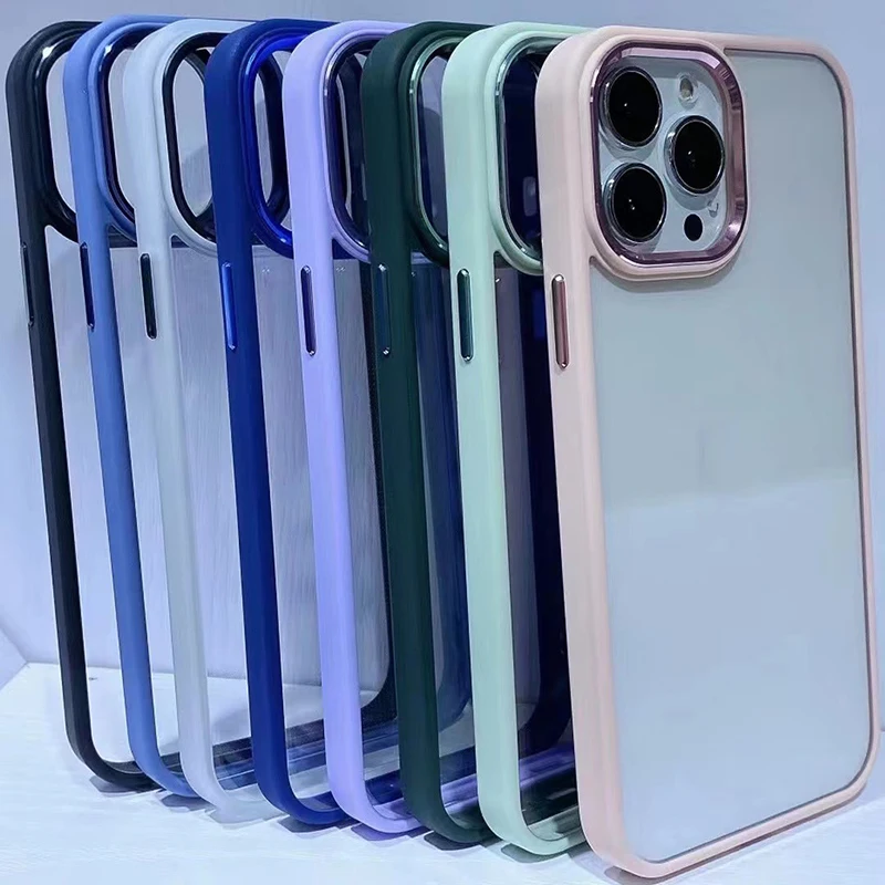 

2022 metal lens protection transparent shockproof PC back cover for iPhone 13 12 PRO MAX 11 mini mobile accessories phone case