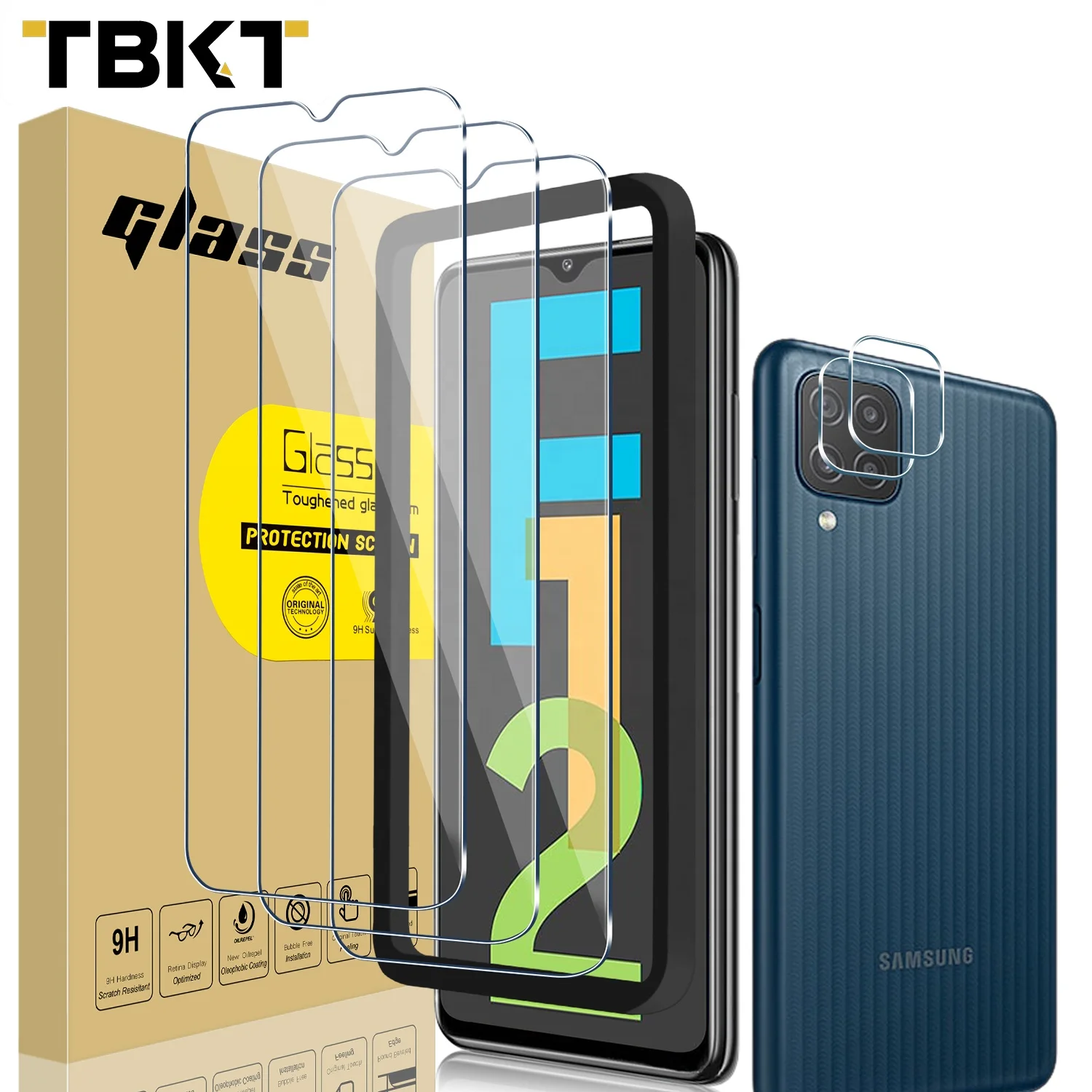 

0.33mm Screen Protector Temperd Glass 3+2 Camera cover 3D Screen Protective Glass for Samsung F12 Anti-Scratch