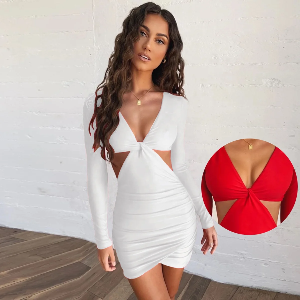 

2021 Cross Chest Bodycon Dress Women Sexy Fashion Dresses Valentine V-neck Club Bodycon Dress, Ak\cl