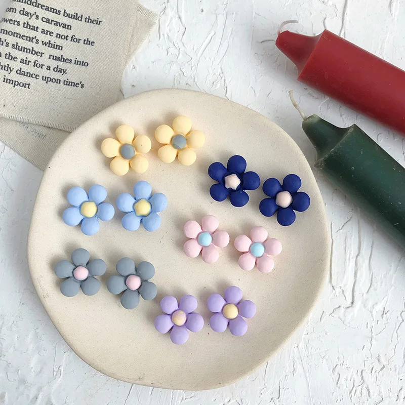 

JUHU New summer earrings 2021 personality candy color stud resin earrings flower earrings jewelry wholesale, Green