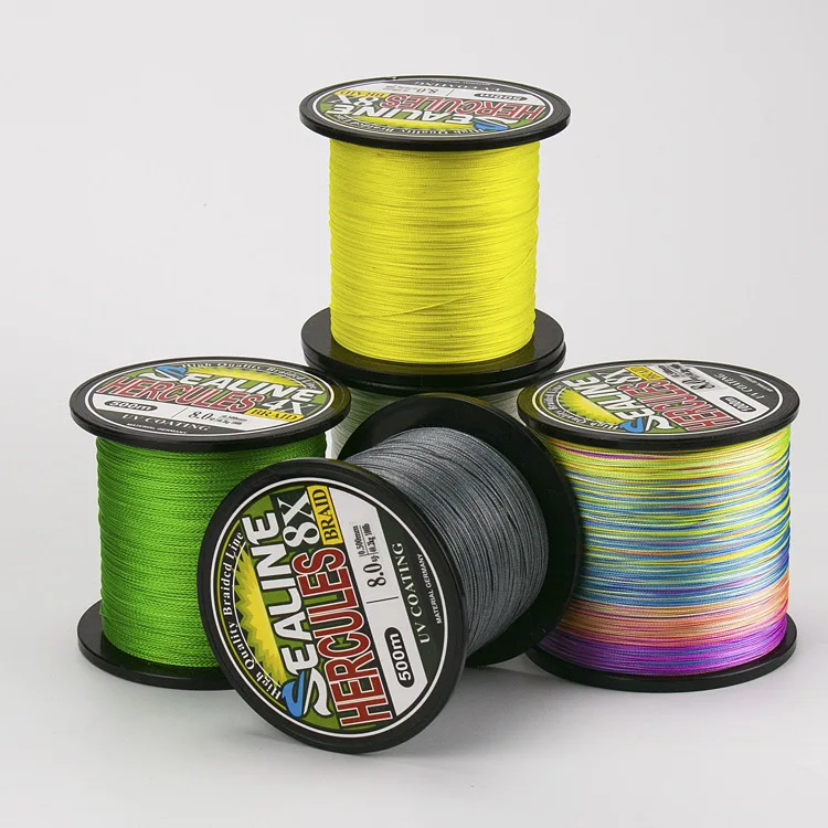 

Wholesale Strong strength Multifilament line PE 8 strand braided 500m fishing line special offer, 5 colors