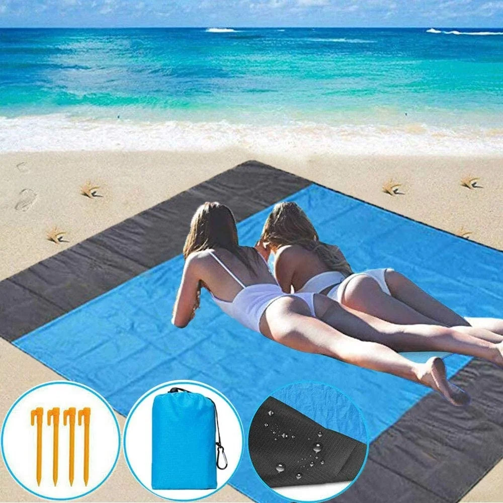 

Portable beach blanket oversized waterproof beach mat