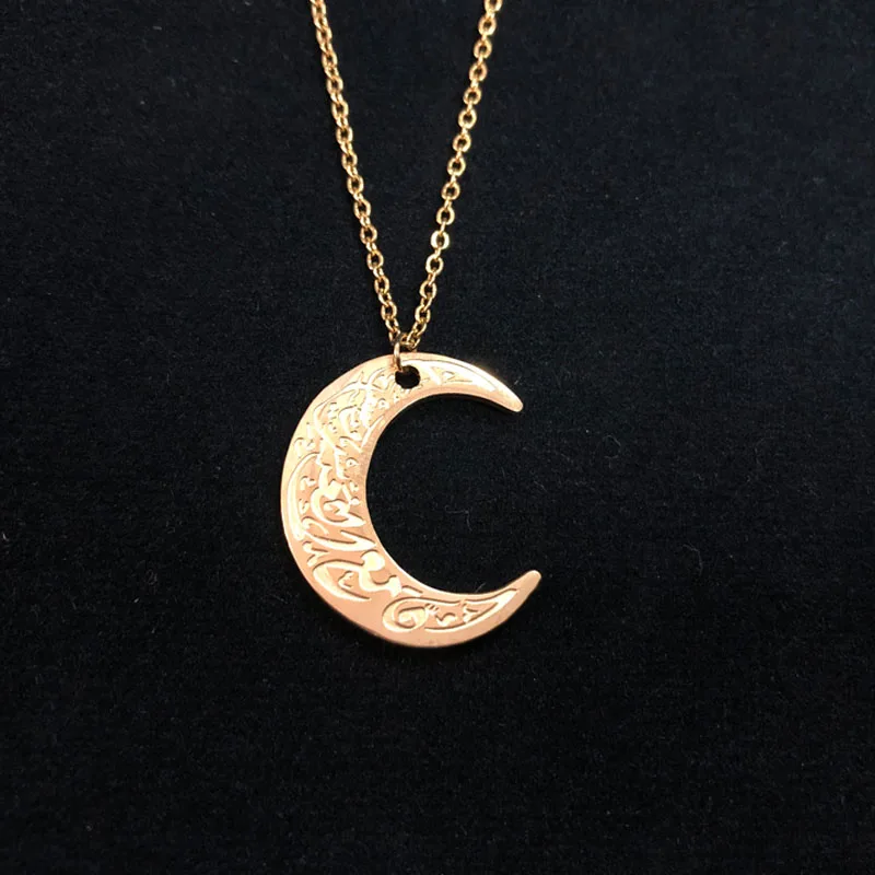 

Stainless Steel 18K Gold Plated Custom Name Engrave Arabic Moon Necklace Pendant Jewelry Ayatul Kursi Arabic Necklaces