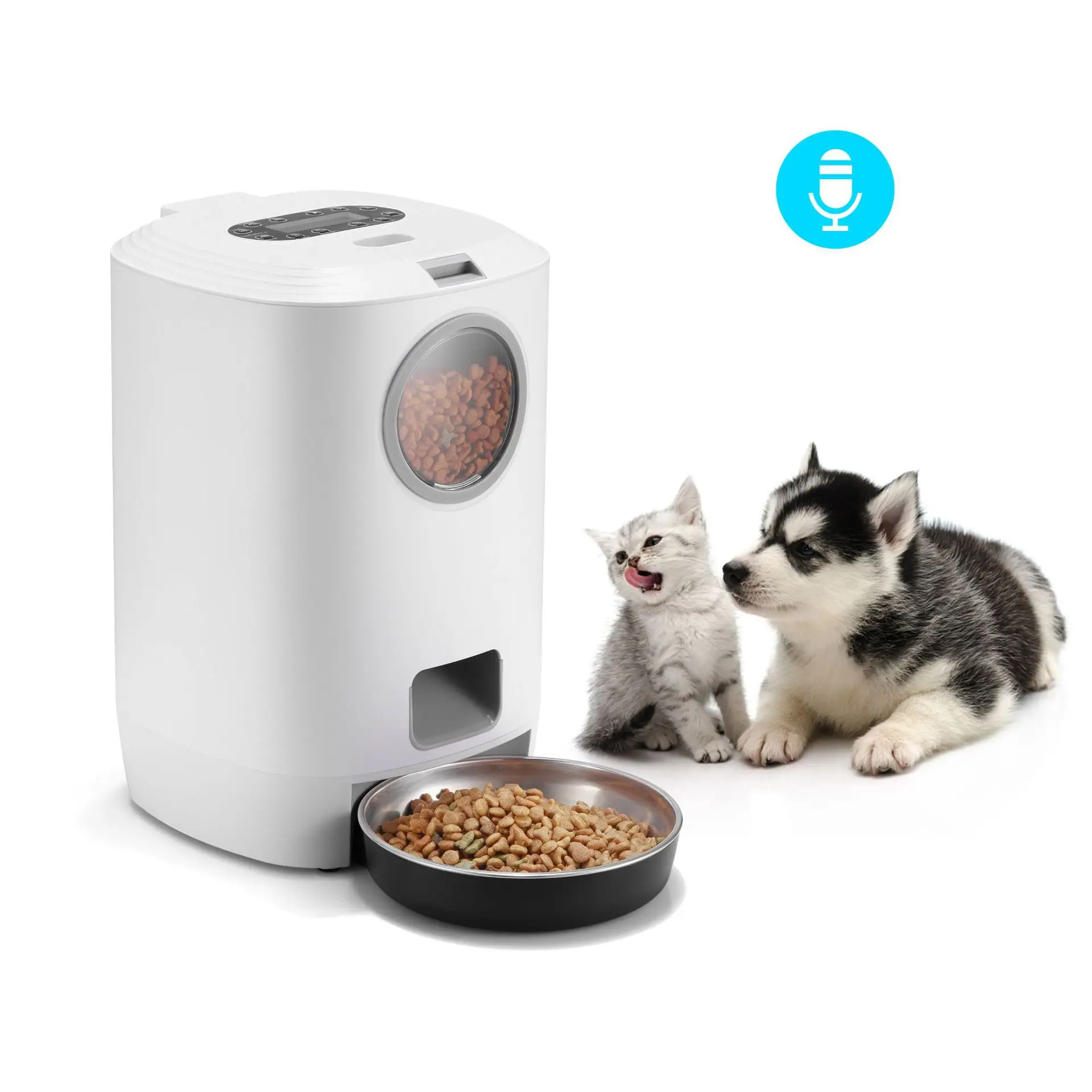

Automatic Pet Feeder Cat And Dog intelligent Timing Remote Control Feeding Pet Food Dispenser, White