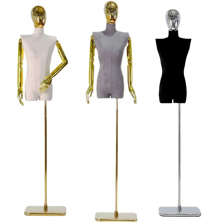 

XINJI Clothing Store Fashion Female Display Dress Form Torso Models Woman Upper-body Suede Fabric Half Body Female Mannequin, As picture(any colors are available)