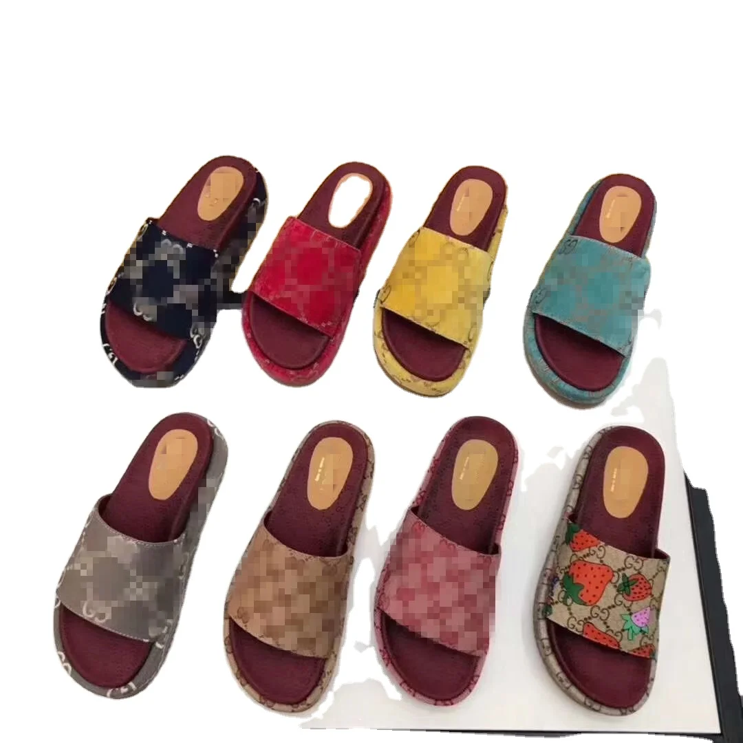 

2021 drop shipping cartoon characters print women shoes platform slides thick sole fashion slippers outdoor lady sandals, Customized color