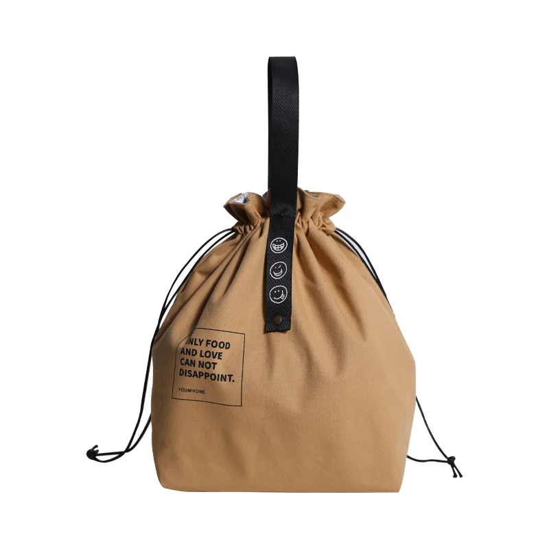 

New 100% Cotton And Linen Round Insulated Drawstring Lunch Thermal Cooler Bag For Food, Same like the picture