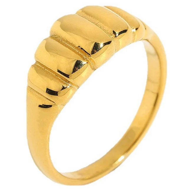 

2022 fashion pattern smooth round ring electroplated 18K gold stainless steel ring customized, Steel color, gold color