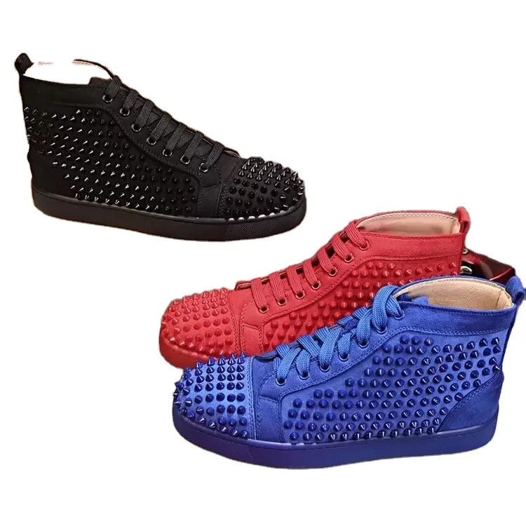 

Men Women Red Bottom Casual Shoes Suede Leather Studded Designer Sneakers Fashion Luxury Insider Spikes High Cut Shoe Boots