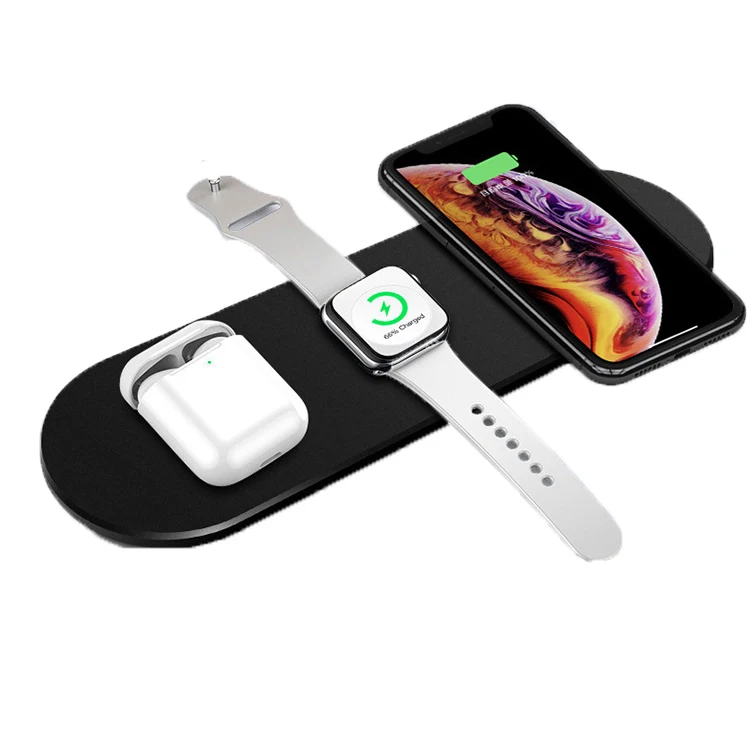 

2020 new arrival 3in1 desktop 15W wireless charger pad, Black/white
