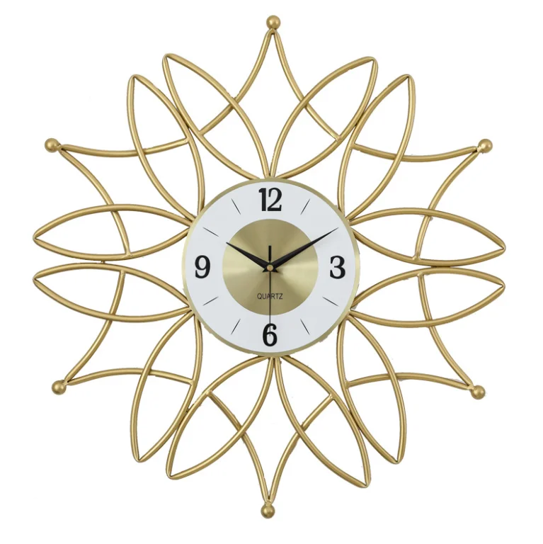 

60cm Modern Gold Creative Art Home Decor Metal Flower Wall Clock