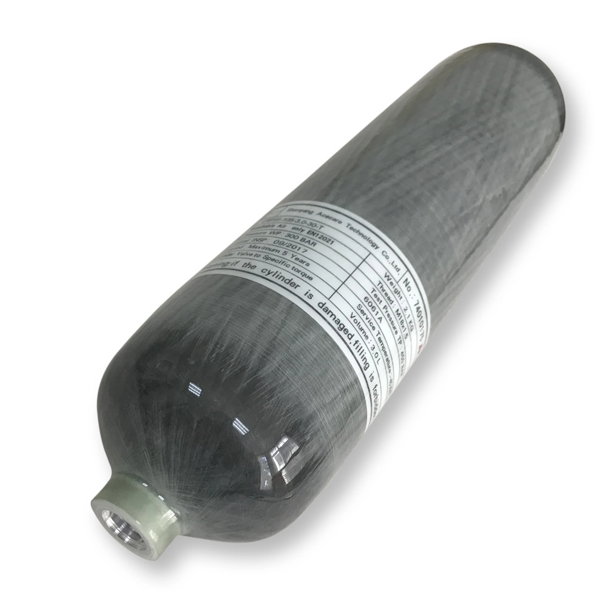 

New 3L CE certified 300bar 4500psi paintball air tank carbon fiber tank diving composite cylinder, Grey