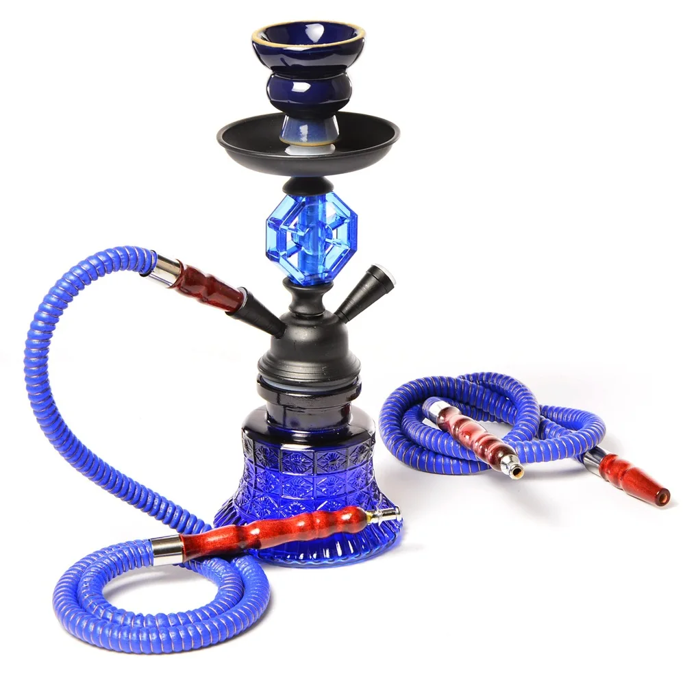 

Pretty Arabian Head Medium Size Hookah Pipe With 2 Hoses Glass Vase of Green Red Best Gift Charcoal Shisha Hookah, Red, blue, green, black