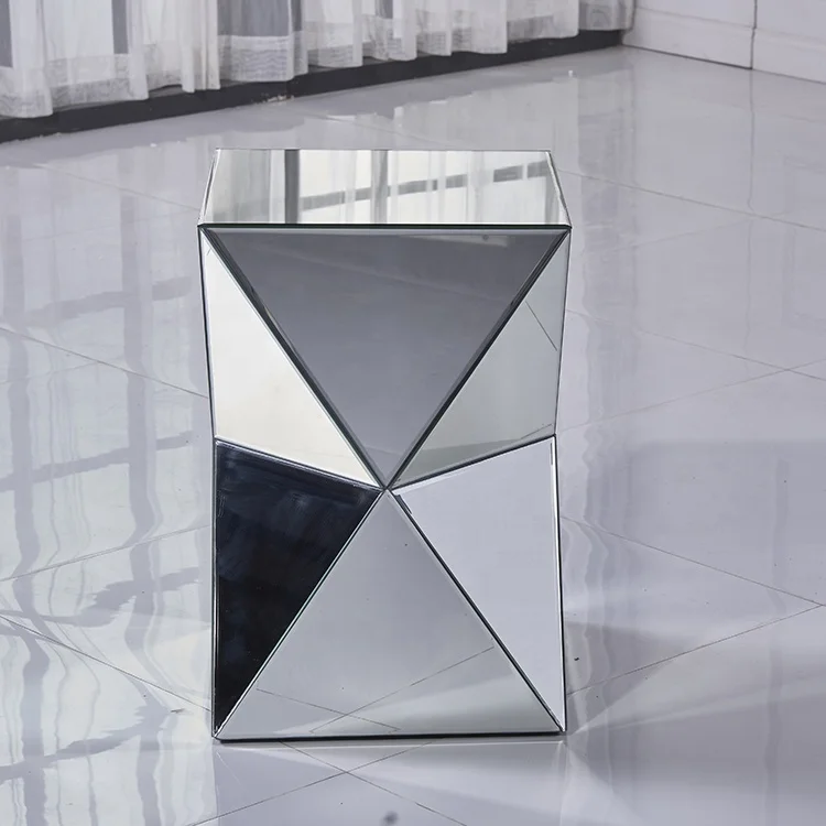 
High quality multifunction diamond angle tempered glass coffee mirrored table 