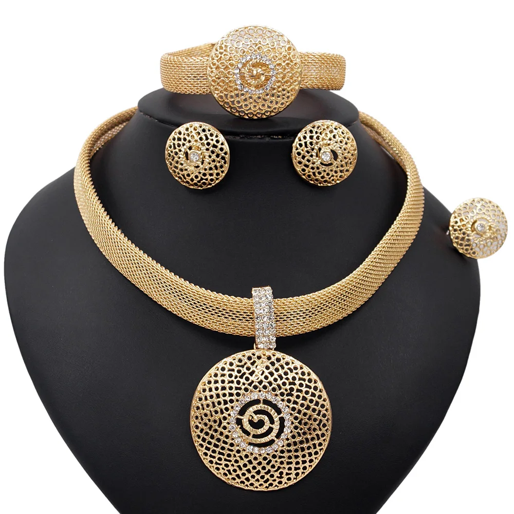 

Yulaili Luxury New Design Copper Alloy Gold Plated Jewellery Jewelry Set For Wedding Dating Gift Costume Accessories Sets