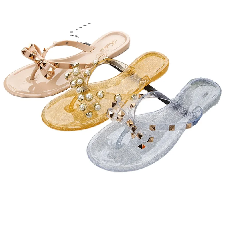 

Jelly Slippers Women New Fashion Shoes Summer Butterfly Rhinestone Flip Flops
