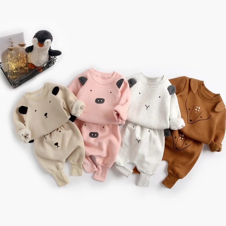 

Children's Winter Brushed Baby Cotton Animals Top+Pants 2pcs Clothes Sets Baby Clothes