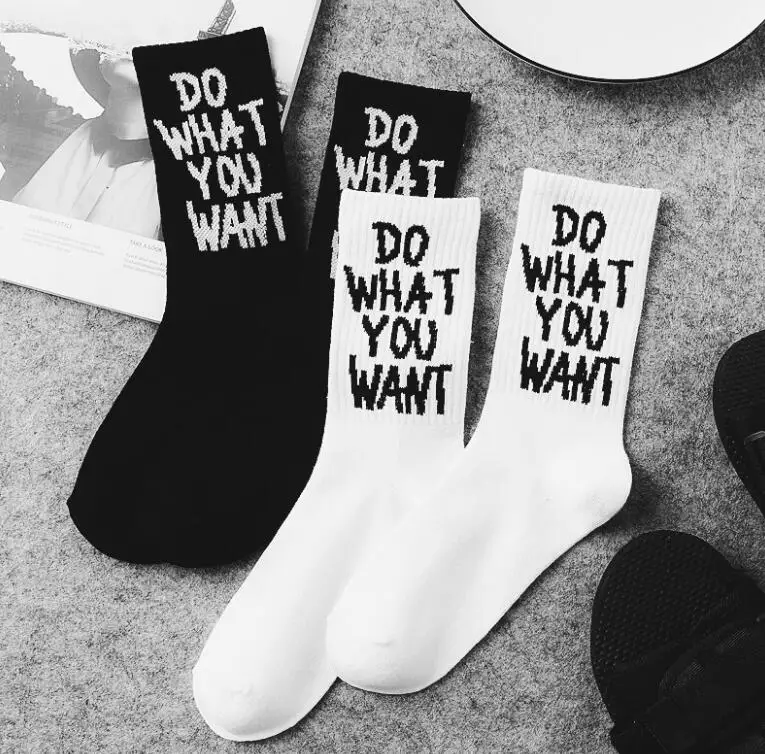 

Do What You Want Do Funky Letters Hip Hop Skateboard Soft Cotton Couples Socks, Picture shown