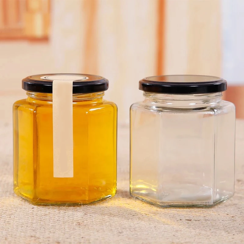 2019 Popular Sales Honey Spoon Hexagon Honey Jar,Storage Bottles Jars