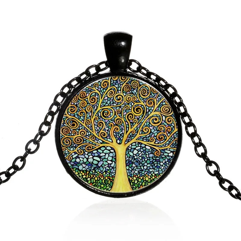

Wholesale Retro Sublimation Diy Alloy Glass Picture Frames Jewelry Tree Of Life Locket Photo Box Pendant Necklace Pendant, Gold/silver/black