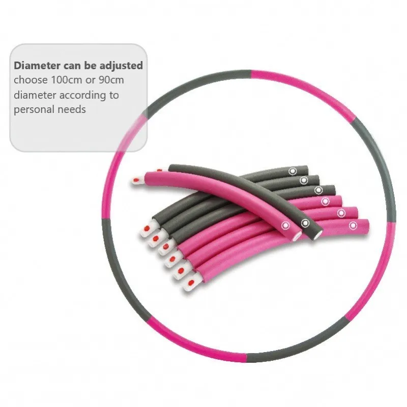 

Adult Fitness Equipment Foam Detachable Hoola Hoops Weighted Body Building Hula Ring, Pink