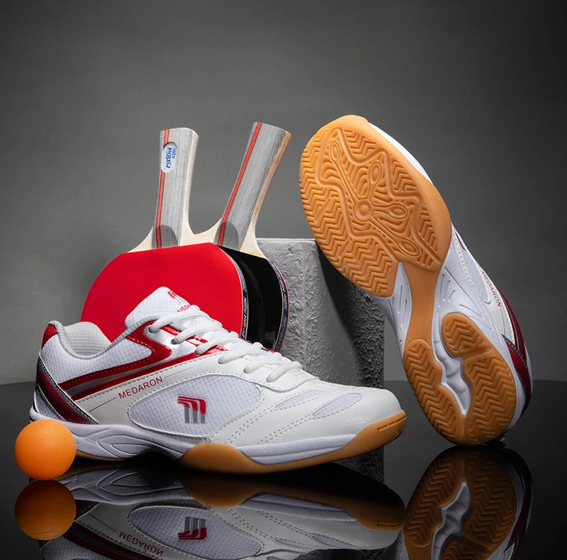 

New Professional Table Tennis Shoes Men Women Anti Slip Couples Blue Red Light Weight Badminton Sneakers, Customized color