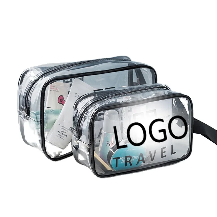 

Popular Custom Clear Cosmetics Makeup Bag Case Transparent Black Travel Bags, Optional