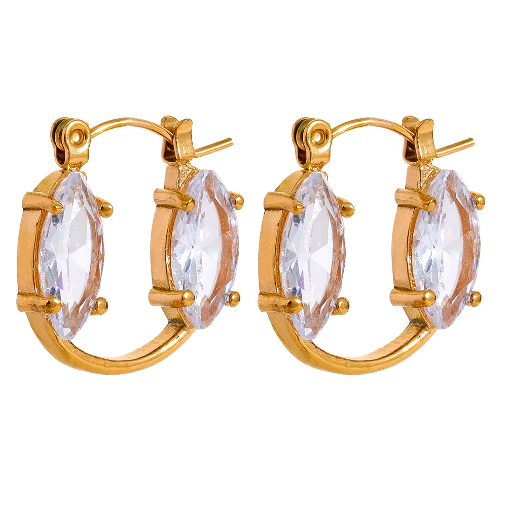 

JINYOU 417 Delicate Shiny Crystal Stainless Steel Round Hoop Earrings High Quality Golden Rust Proof Stylish Jewelry Gala Gift