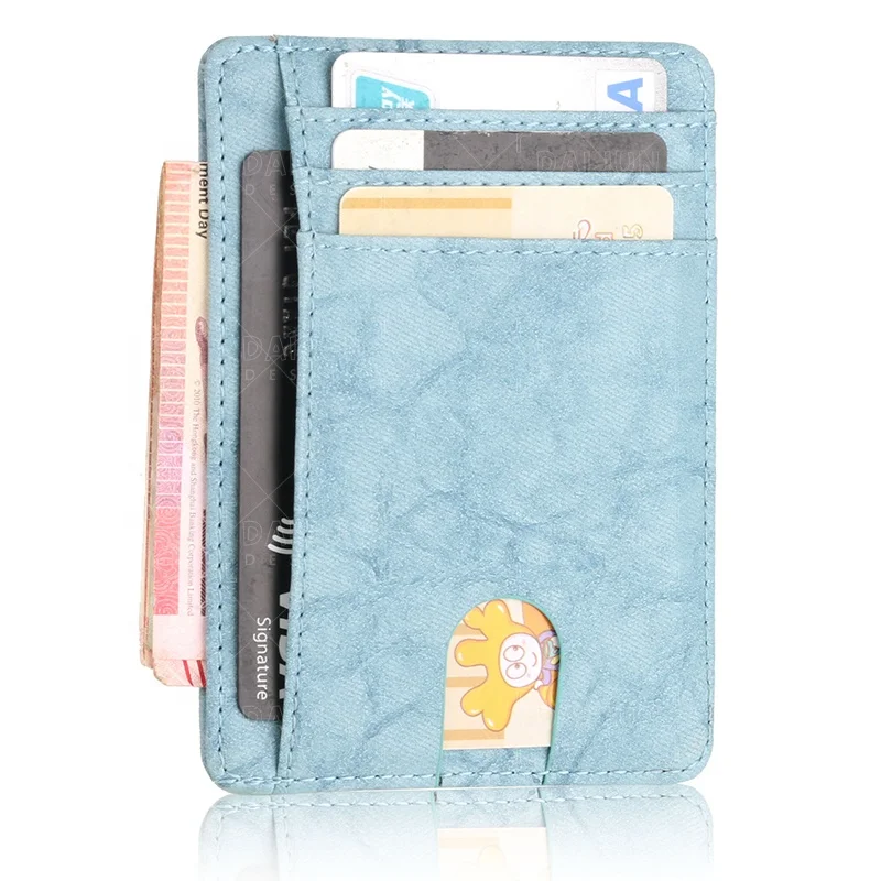 

Minimalist Wallet PU Card Holder Mens Credit Wallet ID Rfid Card Holder, Customized color