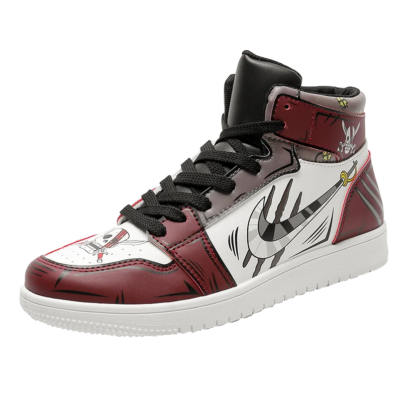 

Ziitop Designer Men Sneakers Anime ONE PIECE High Top Men Casual Shoes Skateboard Shoes For Men, White