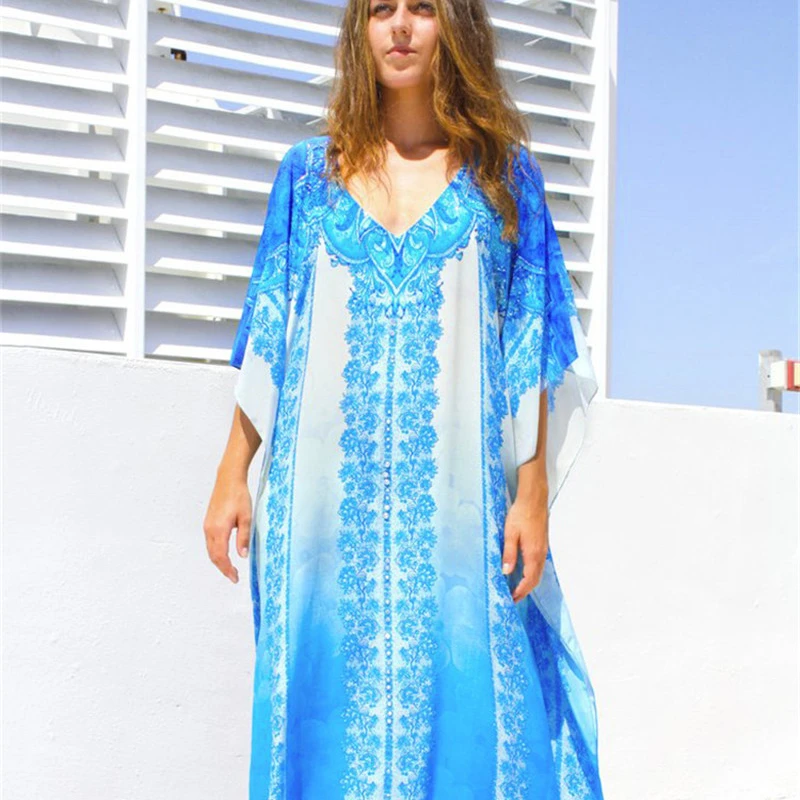 

D3943 Fast Shipping Beach Kaftan Dress For Women Girls Long Maxi Beachwear
