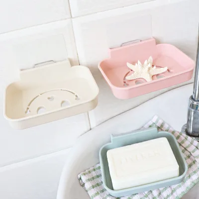 

Plastic Soap Box Bathroom Soap Rack Household Seamless Strong Draining Soap Tray Smiling Face